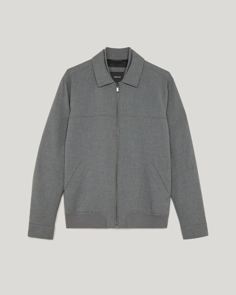 Flannel Harrington Jacket, Mid Grey, hi-res
